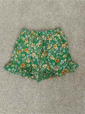 Sienna Sky Green Floral Elastic Waist Shorts